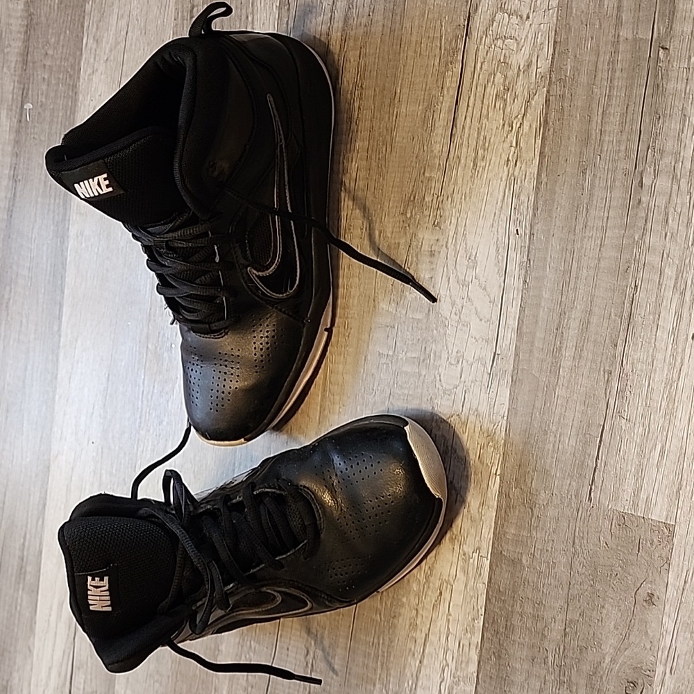 Nike Kids Black High-Top Sneakers with White Accents